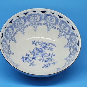 Japanese Hand Painted Blue And White 10"W X 4 1/2"T Porcelain Bowl   Marked 6904